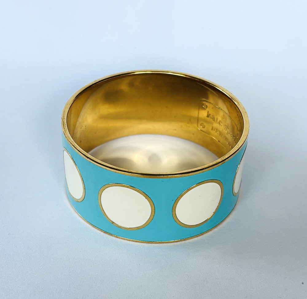Statement Kate Spade Head in the clouds Teal Enamel gold tone bangle Bracelet